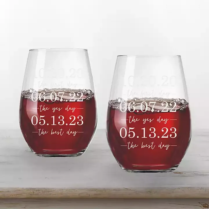 Personalized Important Dates Glasses, Set of 2