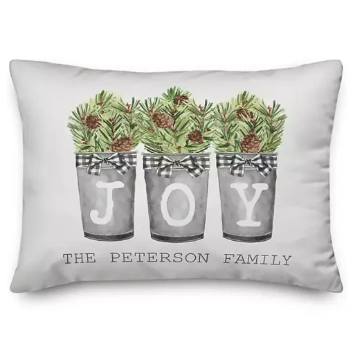Personalized Joy Pinecone Bucket Pillow