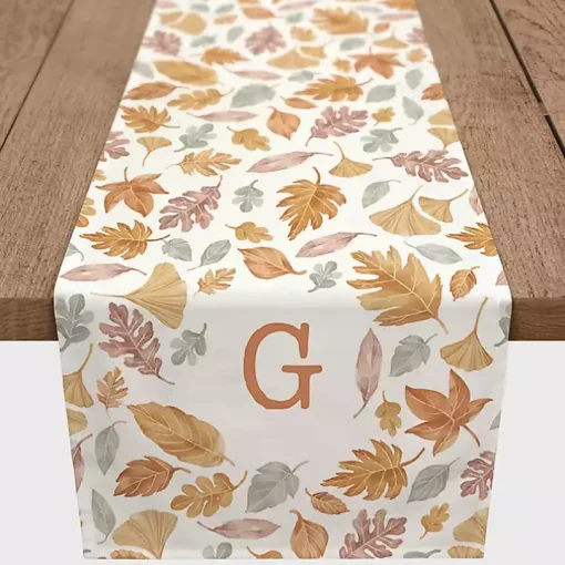 Personalized Leaves Monogram Table Runner, 90 in.