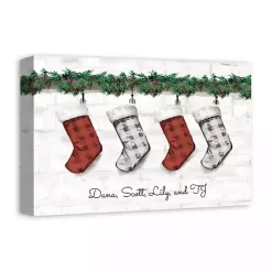 Personalized Mantel Stockings Canvas Wall Plaque