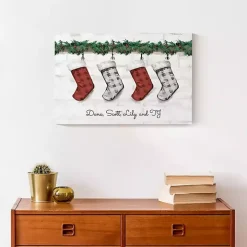 Personalized Mantel Stockings Canvas Wall Plaque