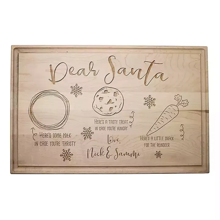 Personalized Maple Santa's Treats Cutting Board