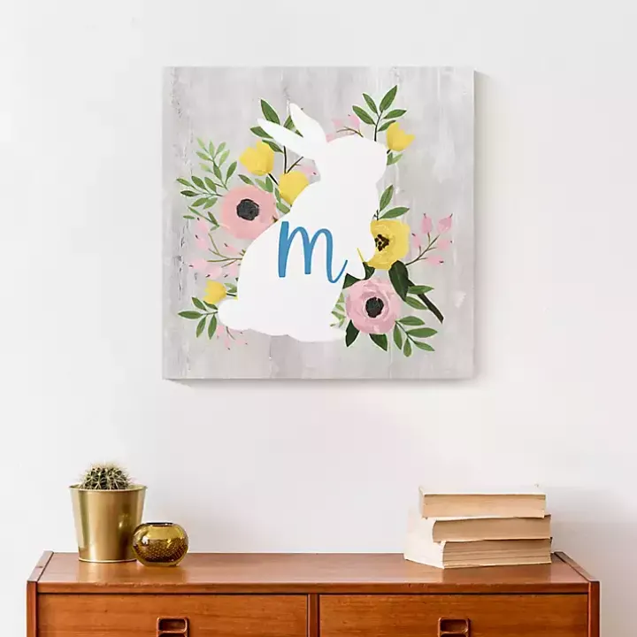 Personalized Monogram Bunny Canvas Art Print