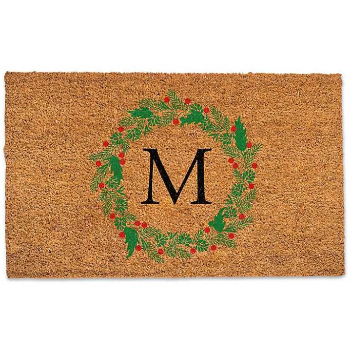Personalized Monogram Christmas Wreath Doormat