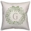 Personalized Monogram Green Folk Wreath Pillow