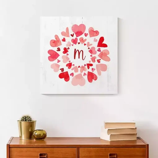 Personalized Monogram Hearts Canvas Wall Plaque