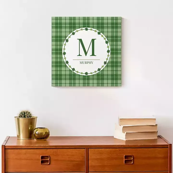 Personalized Monogram Shamrock Canvas Art Print
