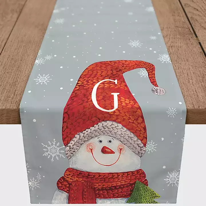 Personalized Monogram Snowman Table Runner, 90 in.
