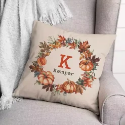 Personalized Pumpkin Wreath Indoor/Outdoor Pillow
