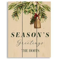 Personalized Season's Greetings Wood Wall Plaque