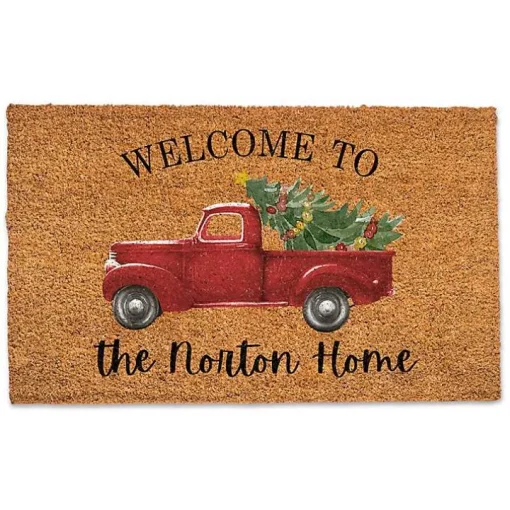 Personalized Welcome Christmas Truck Doormat