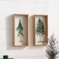 Pine Trees Beaded Framed Art Prints, Set of 2