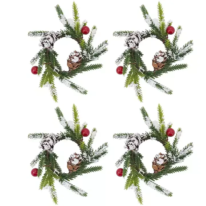 Pineberry Christmas Wreath Napkin Rings, Set of 4
