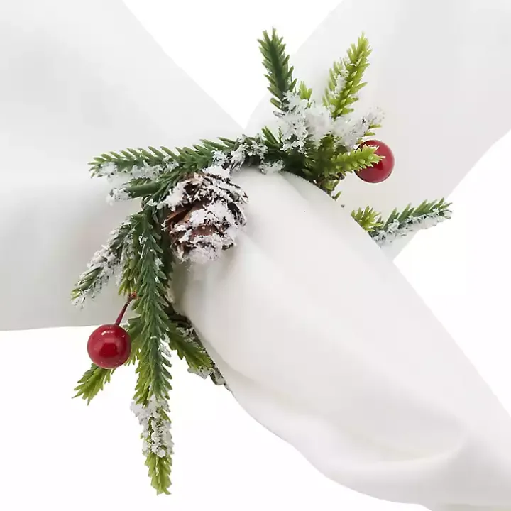 Pineberry Christmas Wreath Napkin Rings, Set of 4