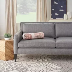 Pink and Beige Floral Outdoor Bolster Pillow