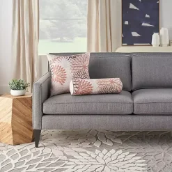 Pink and Beige Floral Outdoor Bolster Pillow