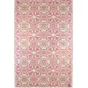 Pink and Cream Floral Tile Outdoor Area Rug, 4x6