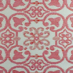 Pink and Cream Floral Tile Outdoor Area Rug, 4x6