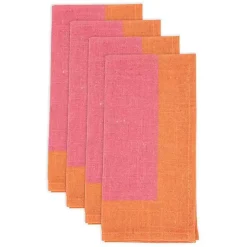 Pink and Orange Colorblock Napkins, Set of 4