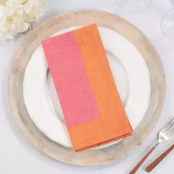 Pink and Orange Colorblock Napkins, Set of 4
