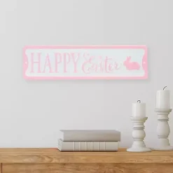 Pink and White Metal Happy Easter Wall Plaque