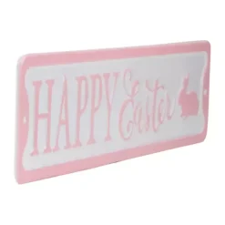 Pink and White Metal Happy Easter Wall Plaque