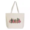 Pink Christmas Trees Canvas Tote Bag