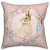 Pink Easter Bunny Wreath Pillow