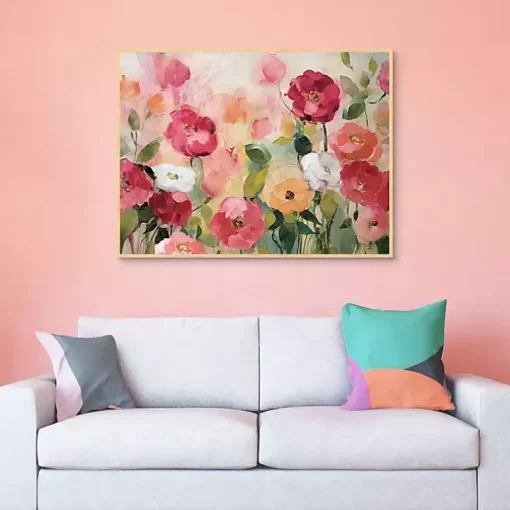 Pink Extract Framed Canvas Art Print