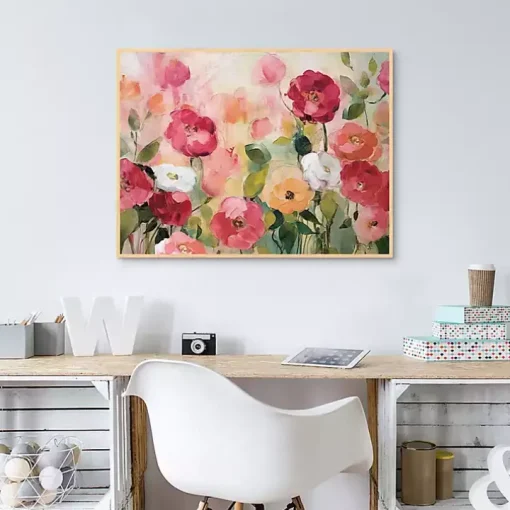 Pink Extract Framed Canvas Art Print