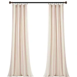Pink Farmhouse Stripe Curtain Panel Set, 84 in.