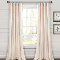 Pink Farmhouse Stripe Curtain Panel Set, 84 in.