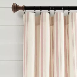 Pink Farmhouse Stripe Curtain Panel Set, 84 in.