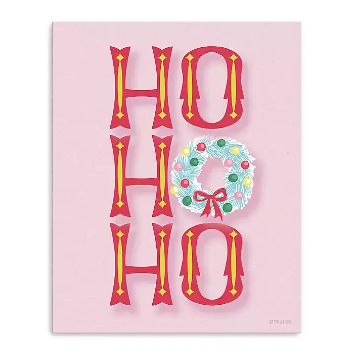 Pink Ho Ho Ho Wreath Canvas Print