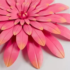 Pink Metal Flower Outdoor Wall Plaque