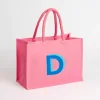 Pink Monogram D Jute Tote Bag