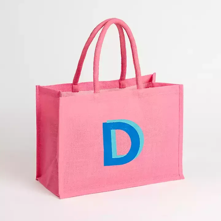 Pink Monogram D Jute Tote Bag