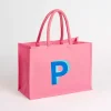 Pink Monogram P Jute Tote Bag