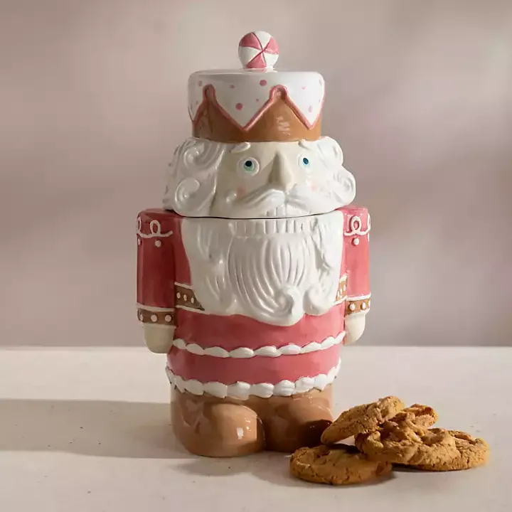 Pink Nutcracker Ceramic Cookie Jar
