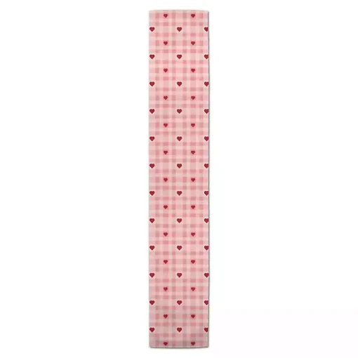 Pink Plaid Hearts Table Runner, 72 in.