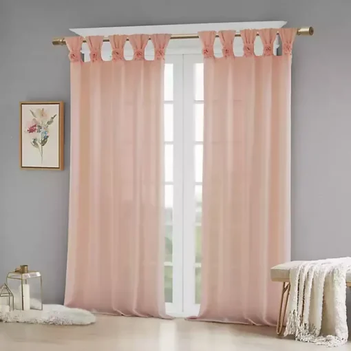 Pink Rosette Tab Top Curtain Panel, 84 in.