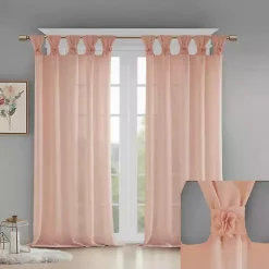 Pink Rosette Tab Top Curtain Panel, 84 in.