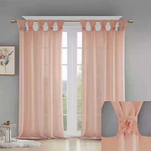Pink Rosette Tab Top Curtain Panel, 84 in.