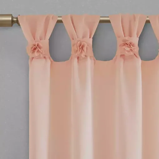 Pink Rosette Tab Top Curtain Panel, 84 in.