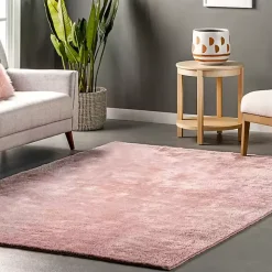 Pink Shag Washable Area Rug, 5x8