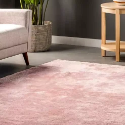 Pink Shag Washable Area Rug, 5x8