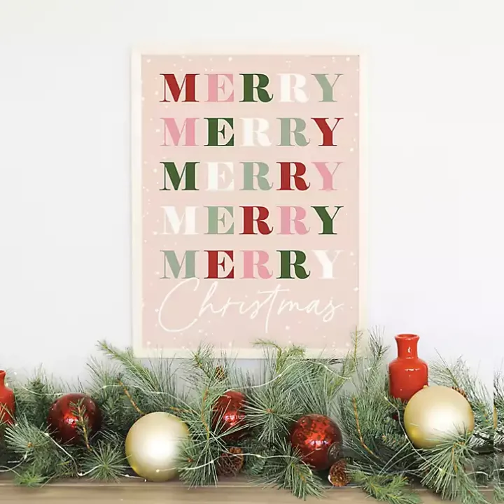 Pink Snowy Merry Christmas Framed Wall Plaque