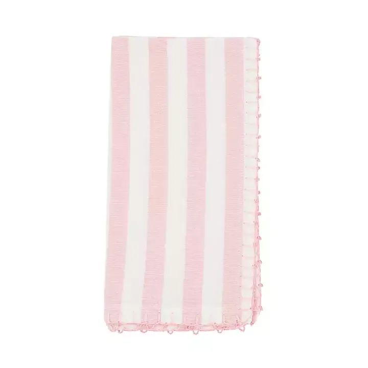 Pink Striped Whipstich Napkins, Set of 4
