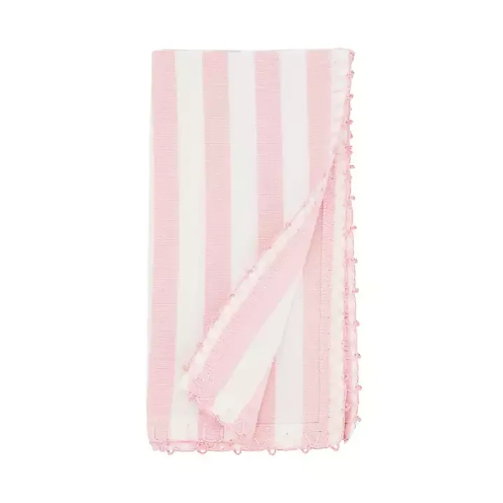 Pink Striped Whipstich Napkins, Set of 4
