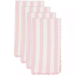 Pink Striped Whipstich Napkins, Set of 4